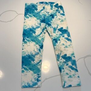 Gap baby Brannan bear teal white tie dye cotton leggings size 3 🩵🤍